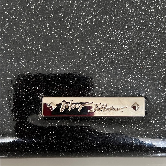 Betsey Johnson Black Glitter Bow Clutch - Picture 6 of 6